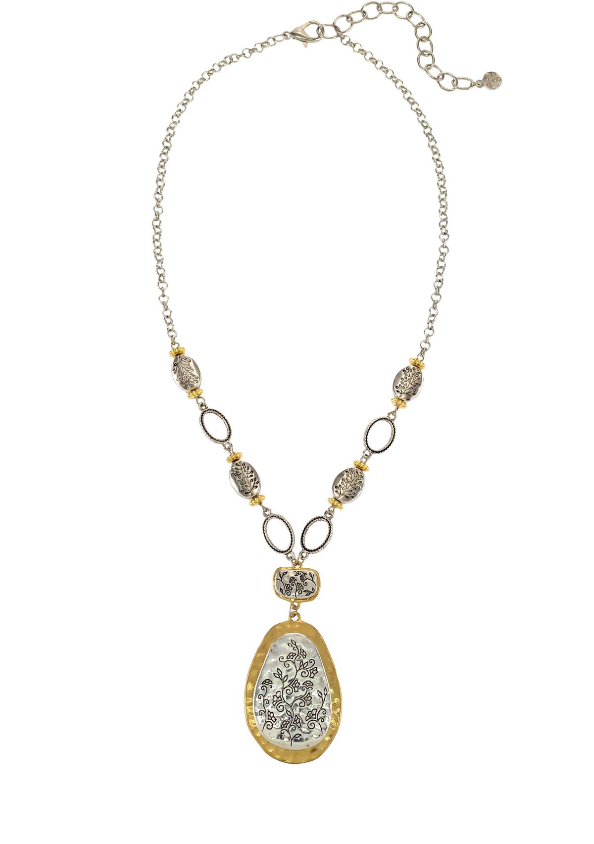 Two-Tone Bead Pendant Necklace 