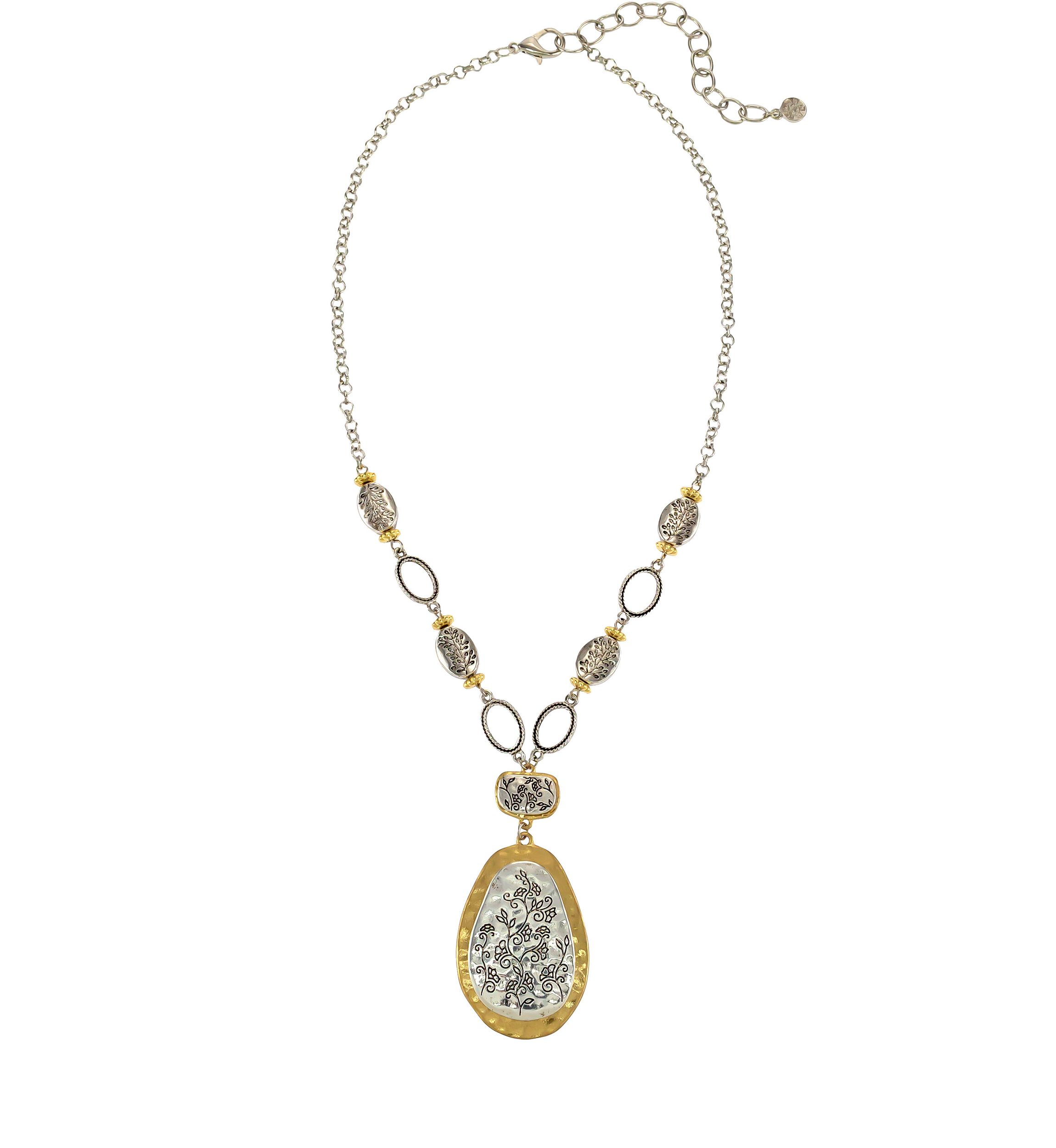 Two-Tone Bead Pendant Necklace 