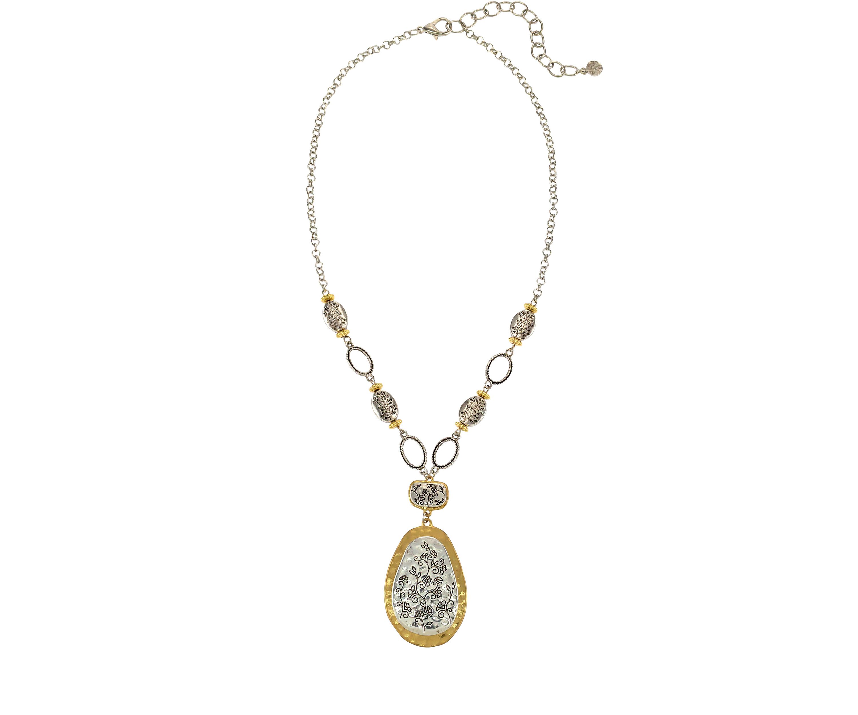 Two-Tone Bead Pendant Necklace 