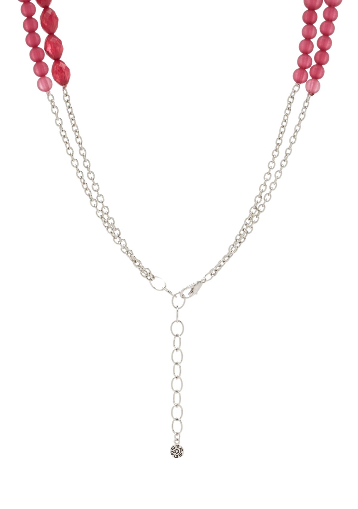 Silver Tone Beaded Double Row Necklace