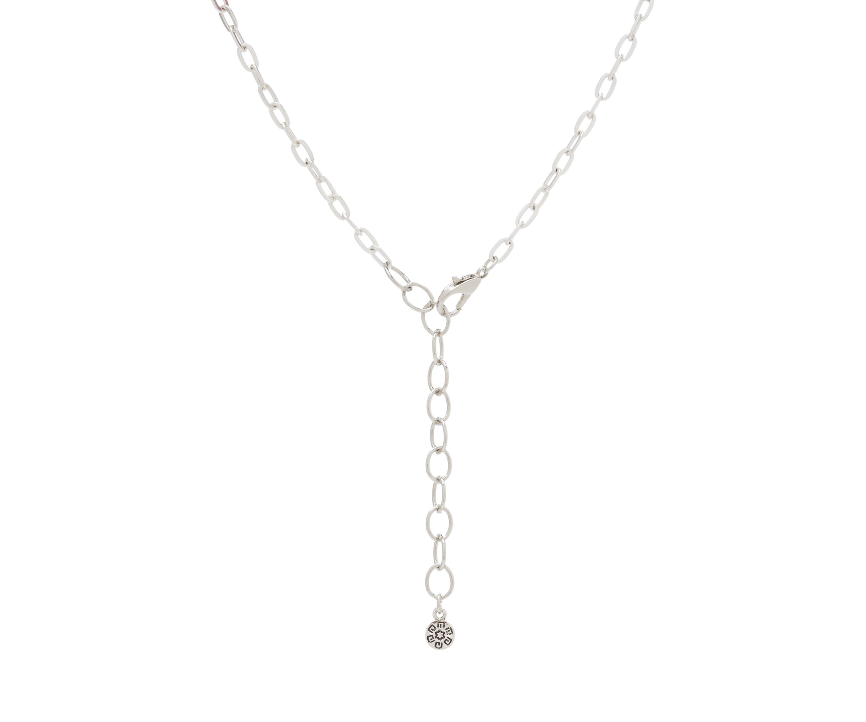 Silver Tone 35" + 3" Extender Long Berry Bead and Textured Disc Necklace 