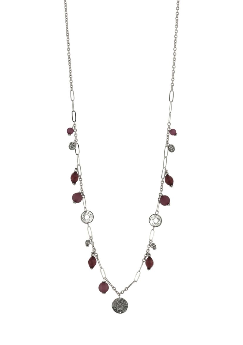 Silver Tone Shaky Bead Drop Necklace