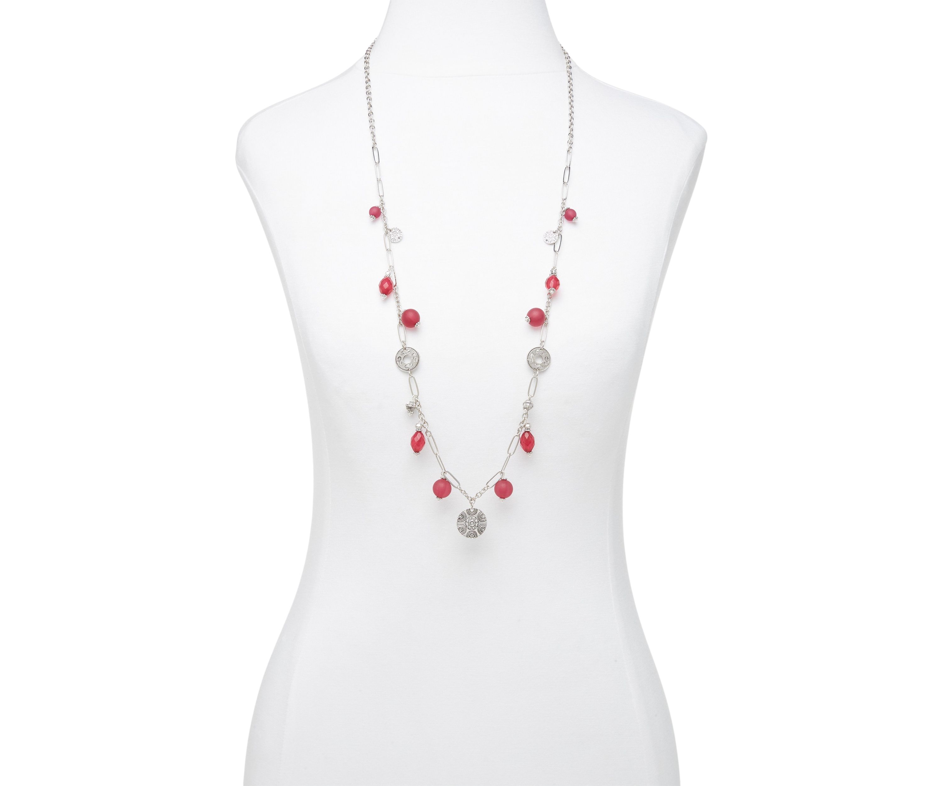 Silver Tone Shaky Bead Drop Necklace