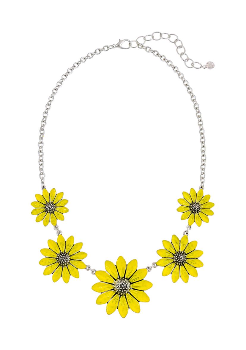 Graduated Flower Frontal Necklace