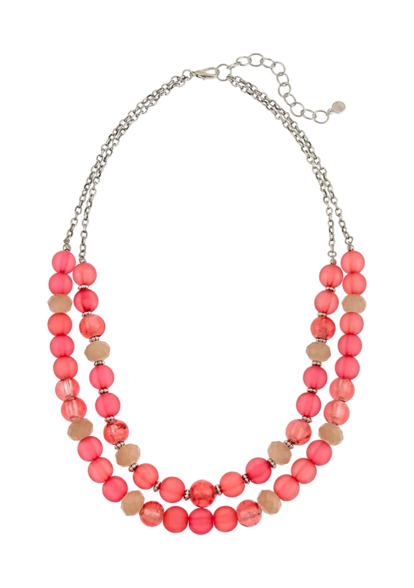 Two Row Coral Beaded Necklace