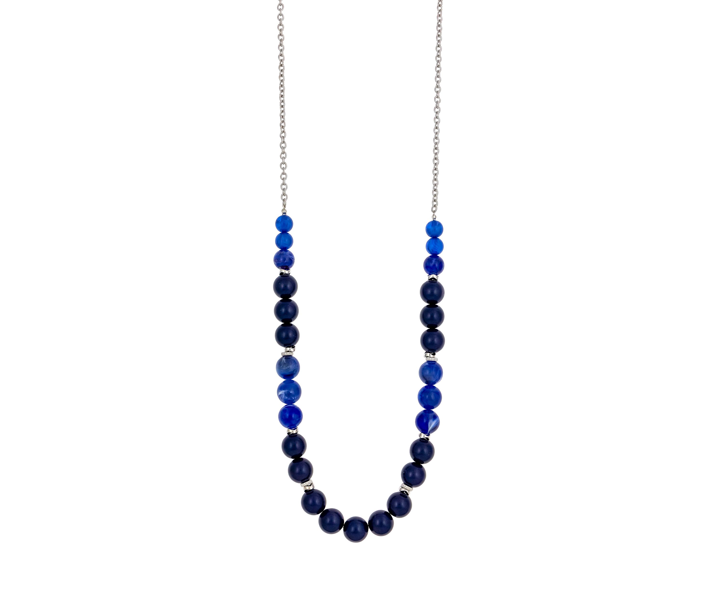 Silver Tone Long Beaded Necklace