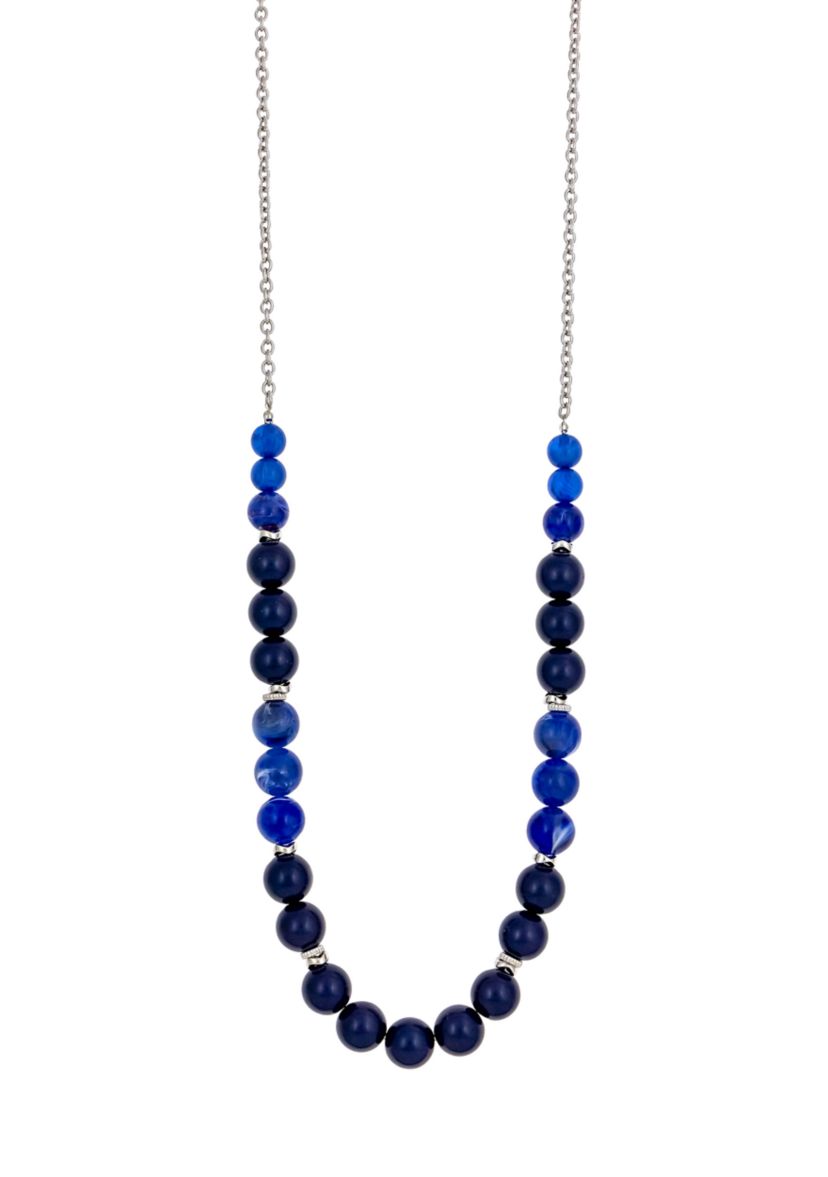 Silver Tone Long Beaded Necklace