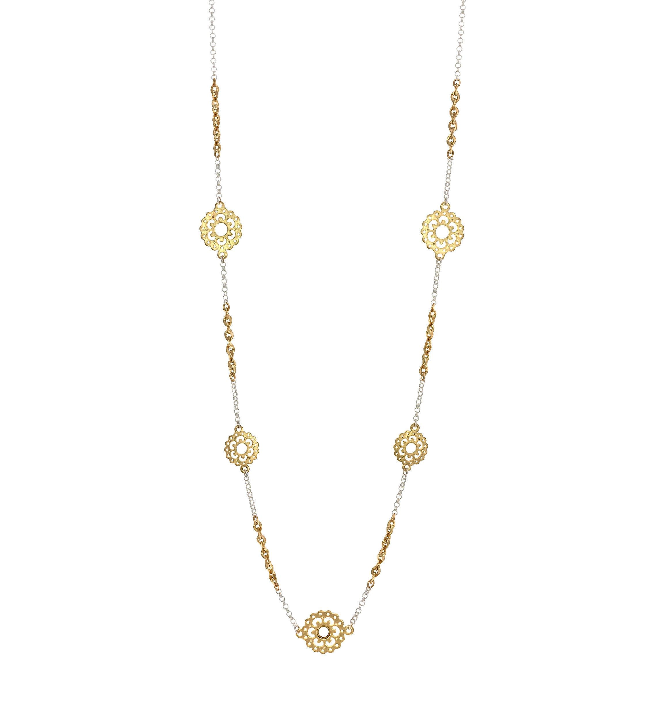 Two Tone Long Linked Necklace