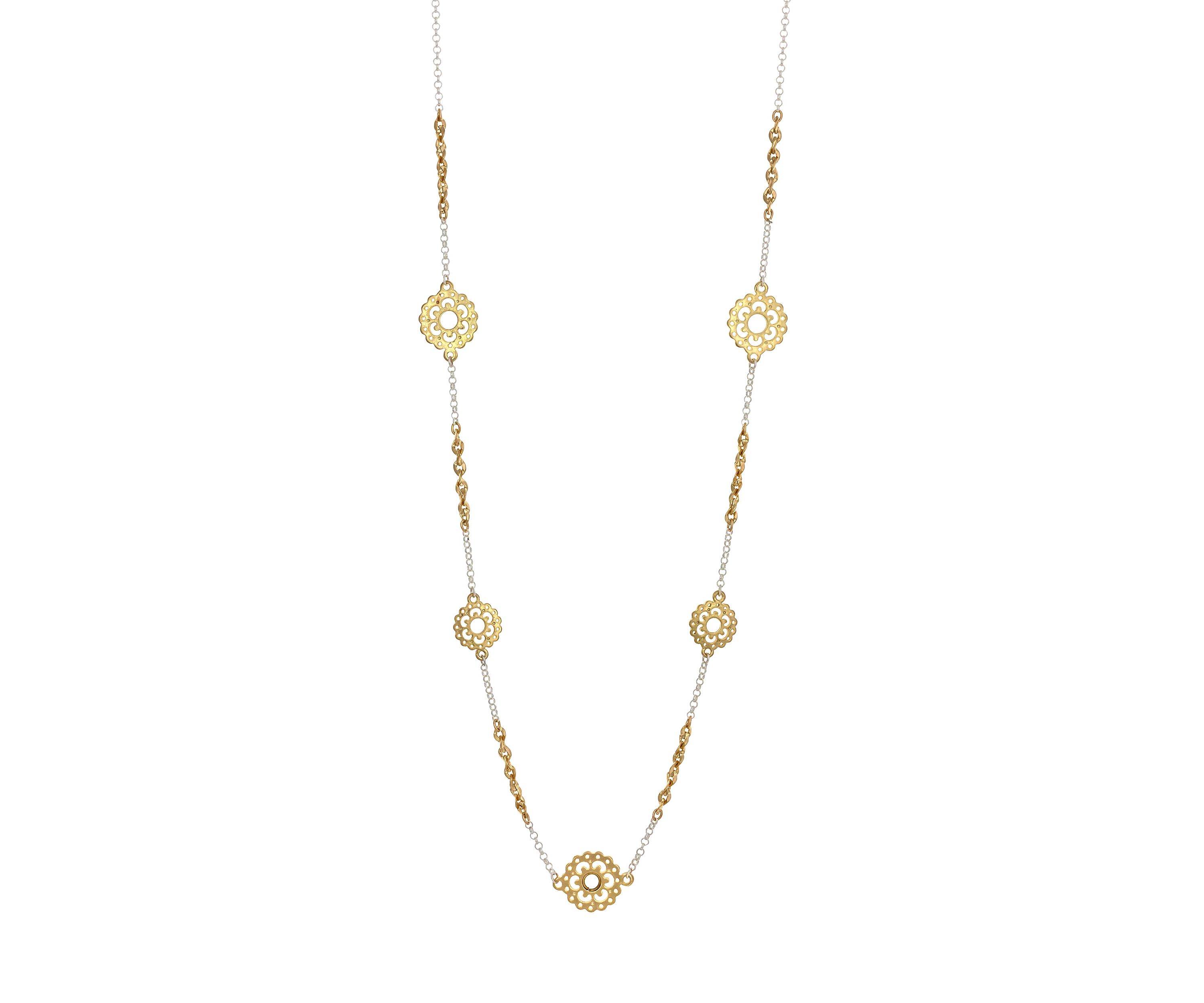 Two Tone Long Linked Necklace