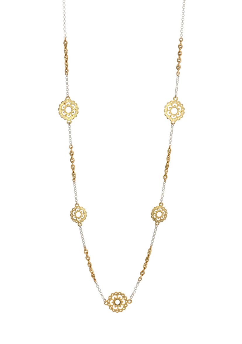 Two Tone Long Linked Necklace
