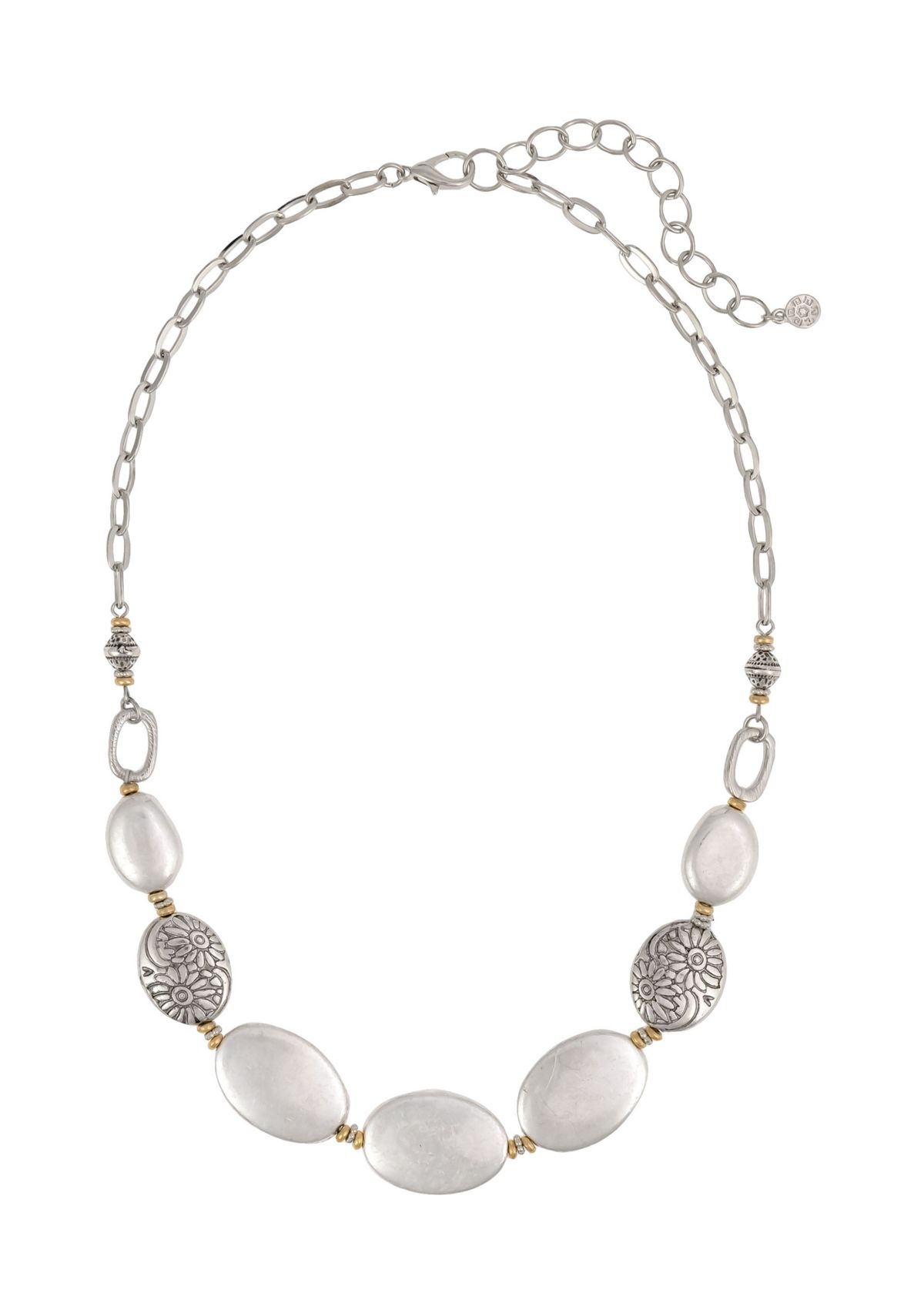 Two-Tone Oval Bead Frontal with Chain Back Necklace