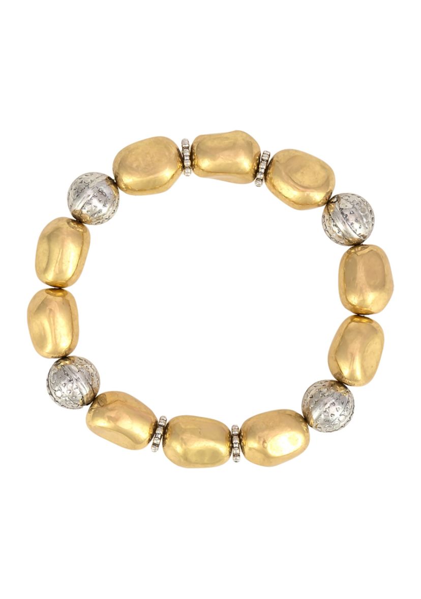 Two Tone Beaded Stretch Bracelet
