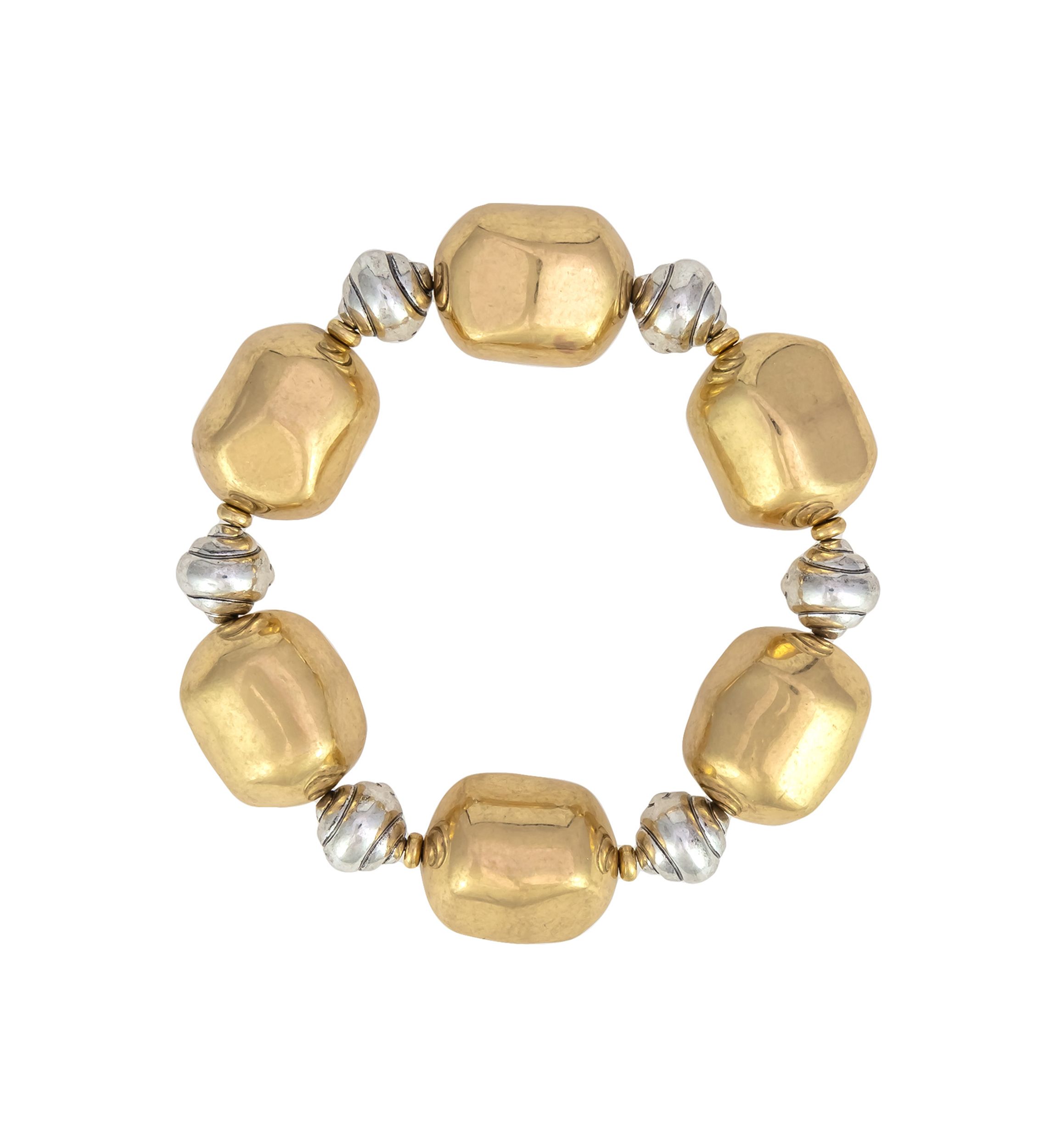 Two Tone Chunky Nugget Stretch Bracelet