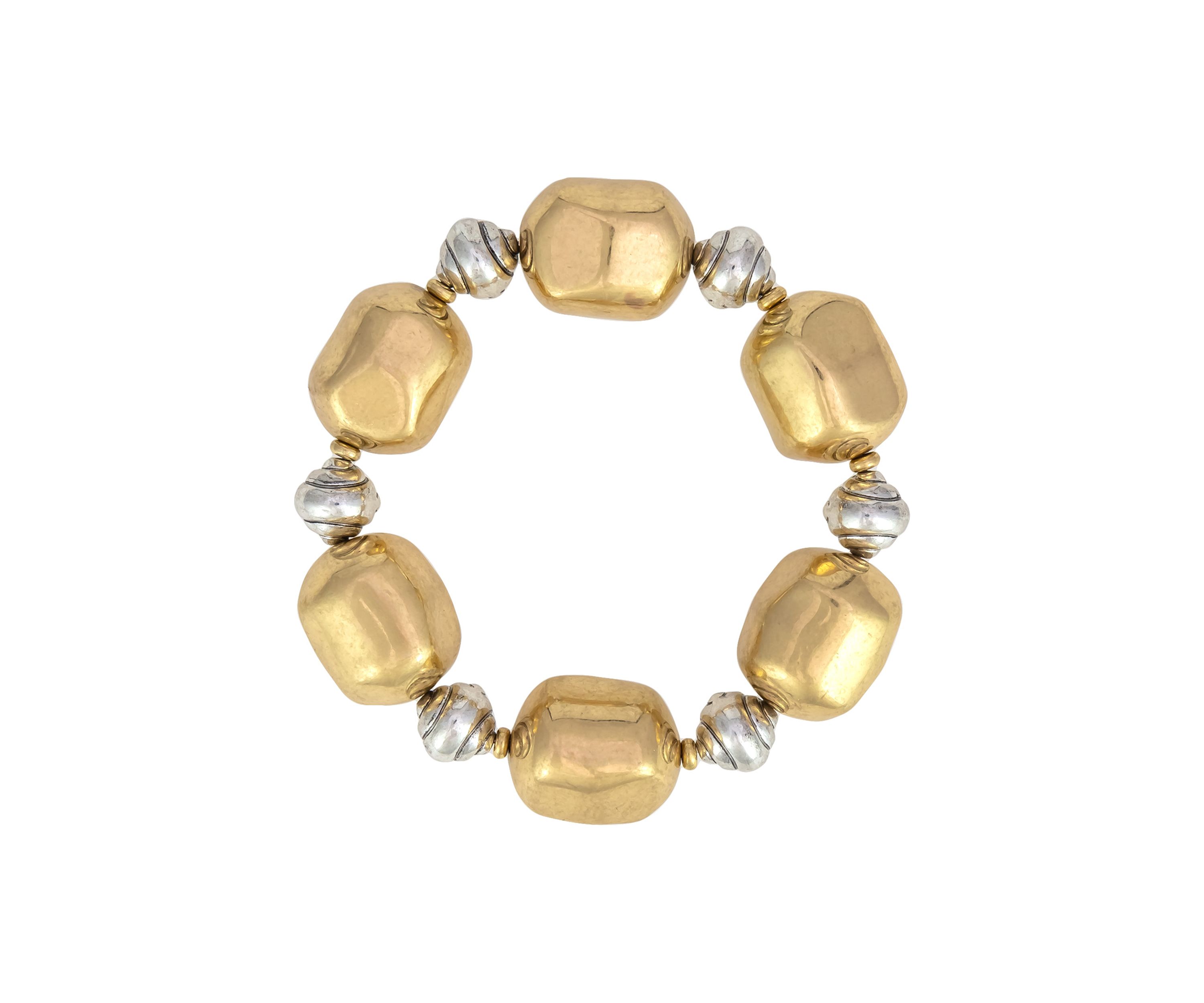Two Tone Chunky Nugget Stretch Bracelet