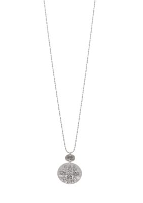 Ruby Rd Silver-Tone Long Chain Etched Round Disc Pendant Necklace | Belk