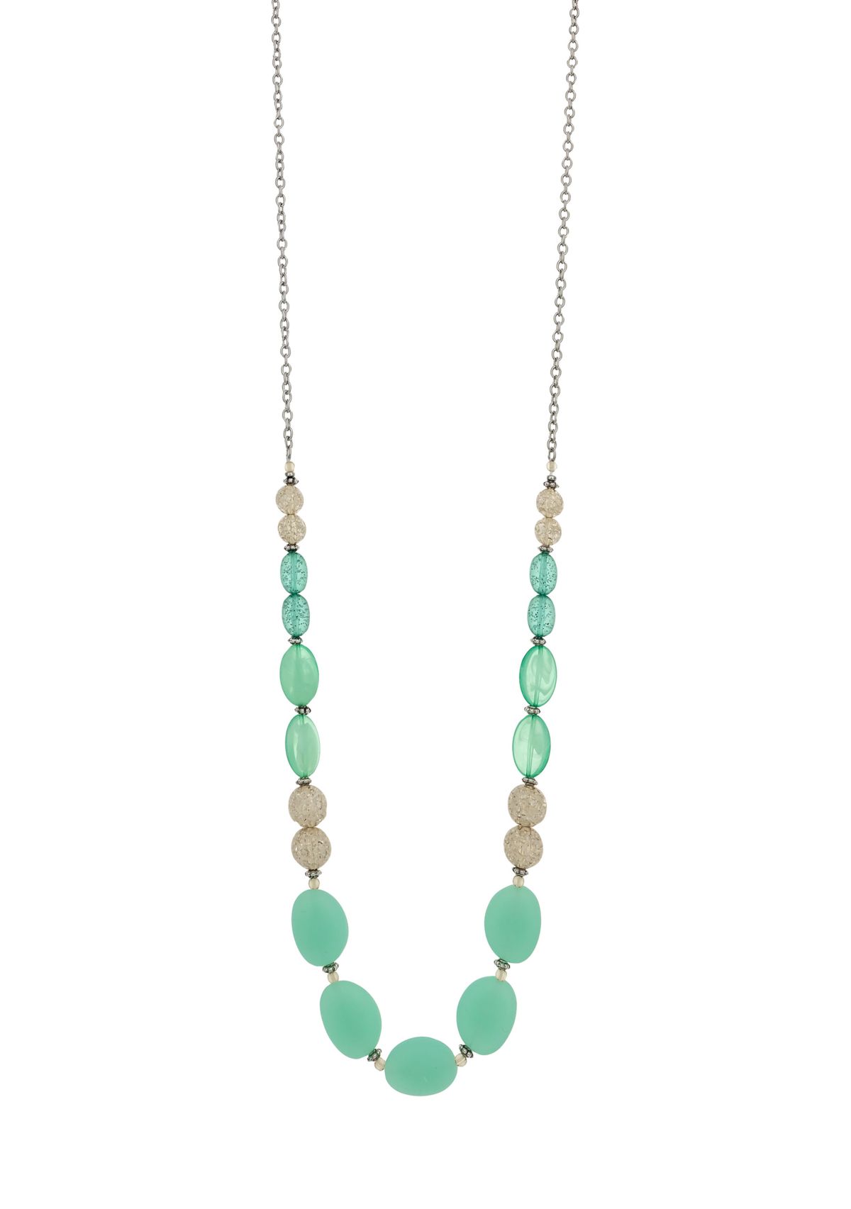 Long Graduated Aqua Bead Necklace