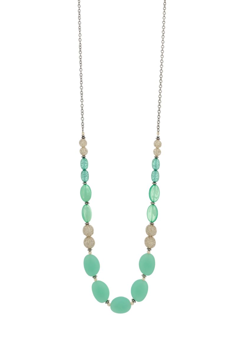 Long Graduated Aqua Bead Necklace