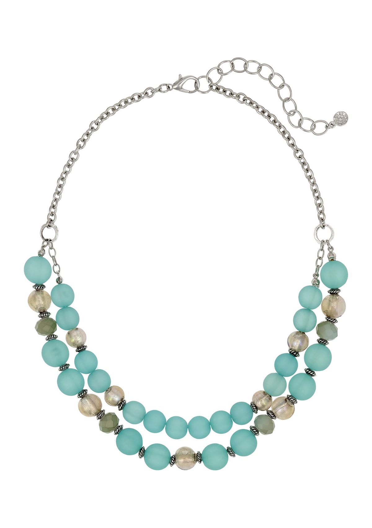 2 Row Aqua Beaded Necklace