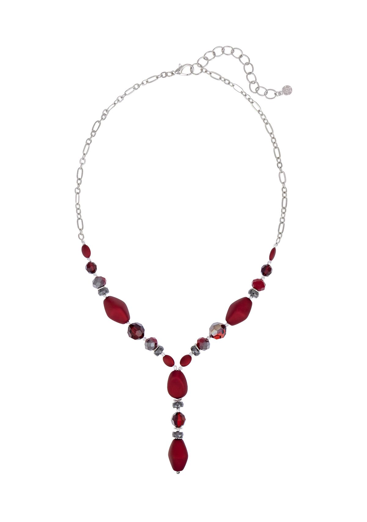 Ruby Rd Linked Red and Hematite Bead Y-Neck Necklace | Belk