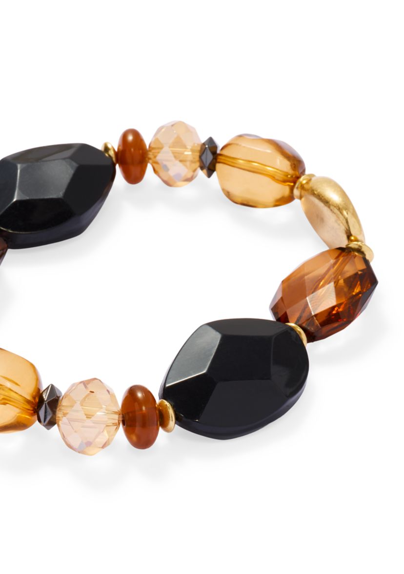 Brown Multi Beaded Stretch Bracelet