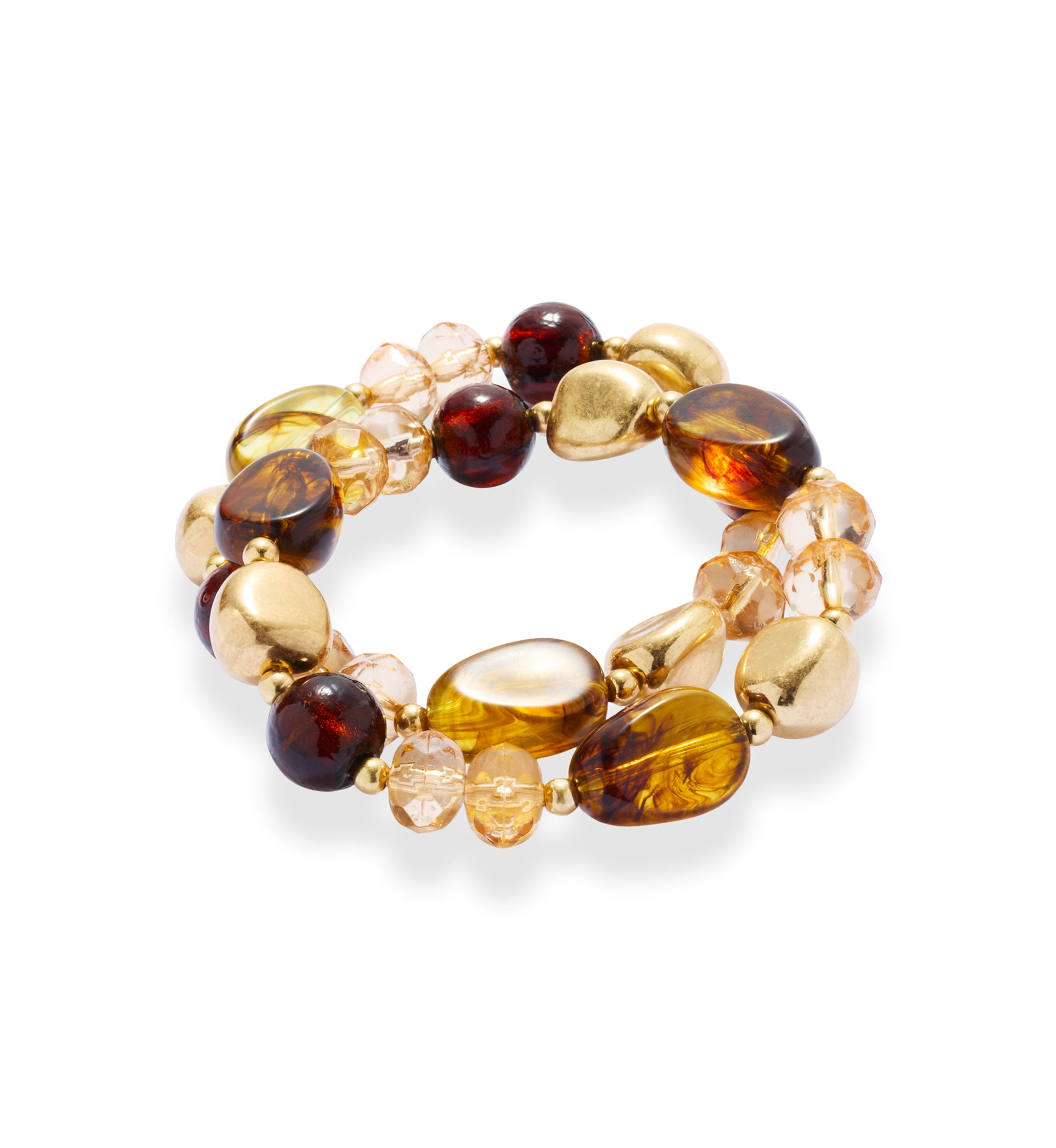 Brown Multi Beaded Stretch Bracelet Set