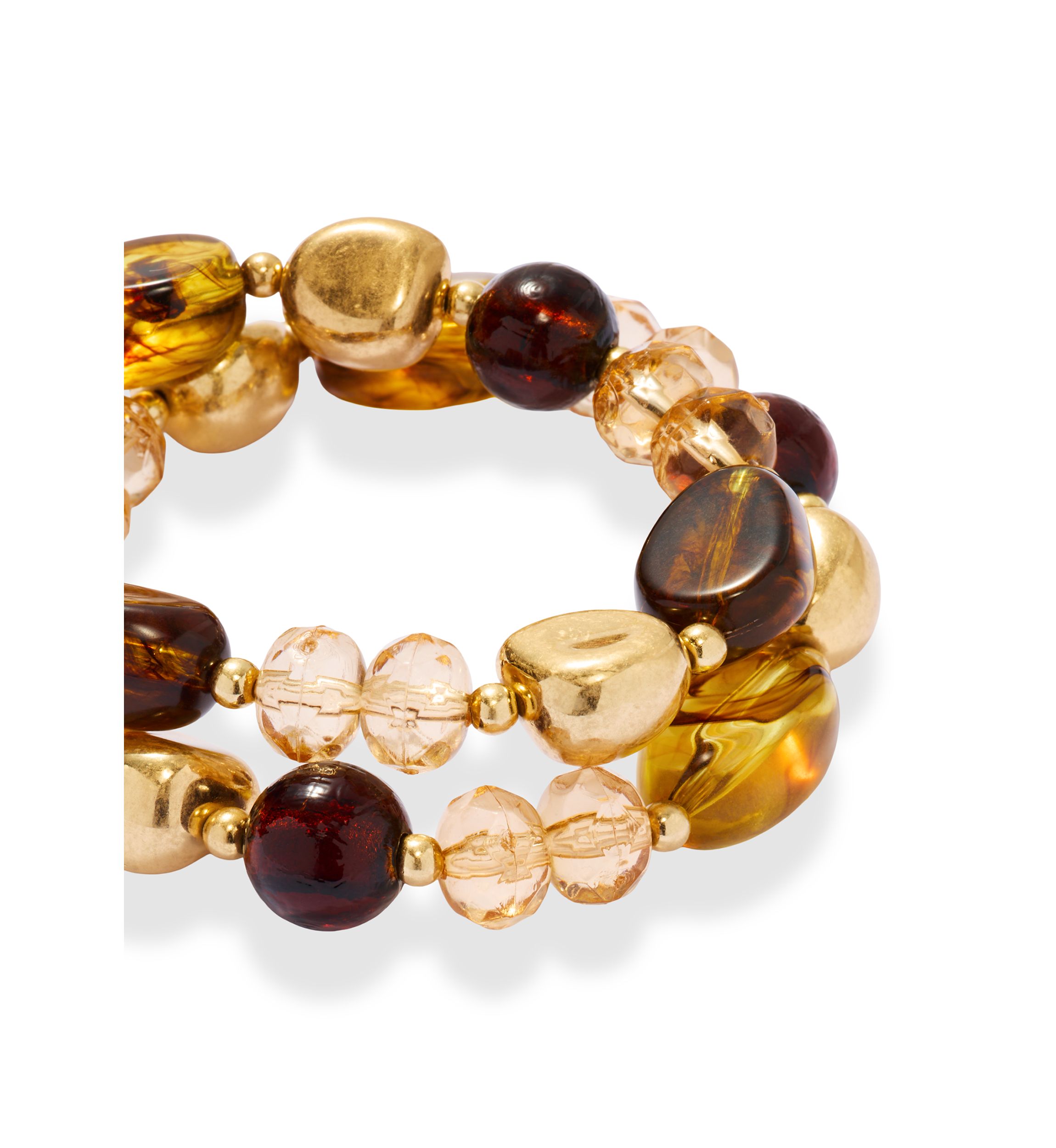 Brown Multi Beaded Stretch Bracelet Set