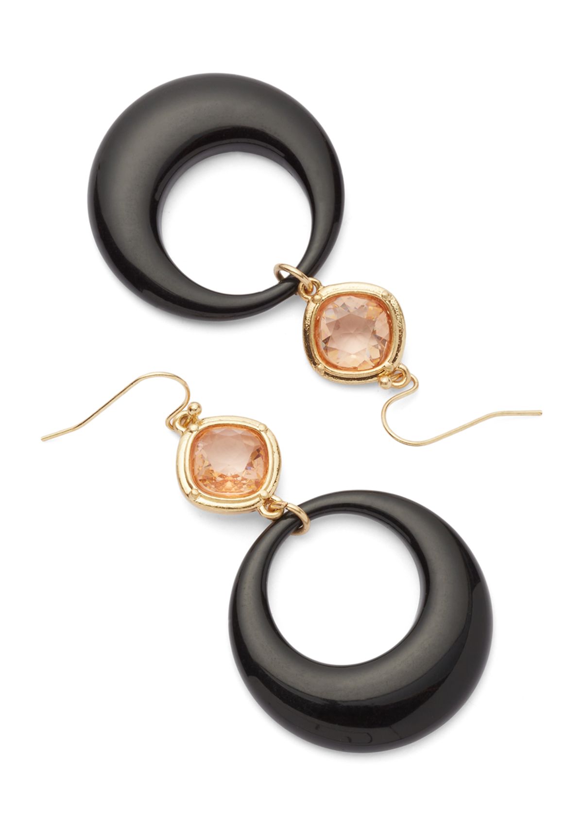 Brown Frame Stone Drop Earrings