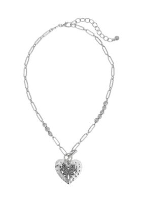 Ruby Rd Textured Hammered Heart Pendant Necklace | Belk
