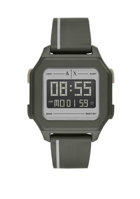 Armani Exchange AX Men's Digital Green Silicone Watch | belk