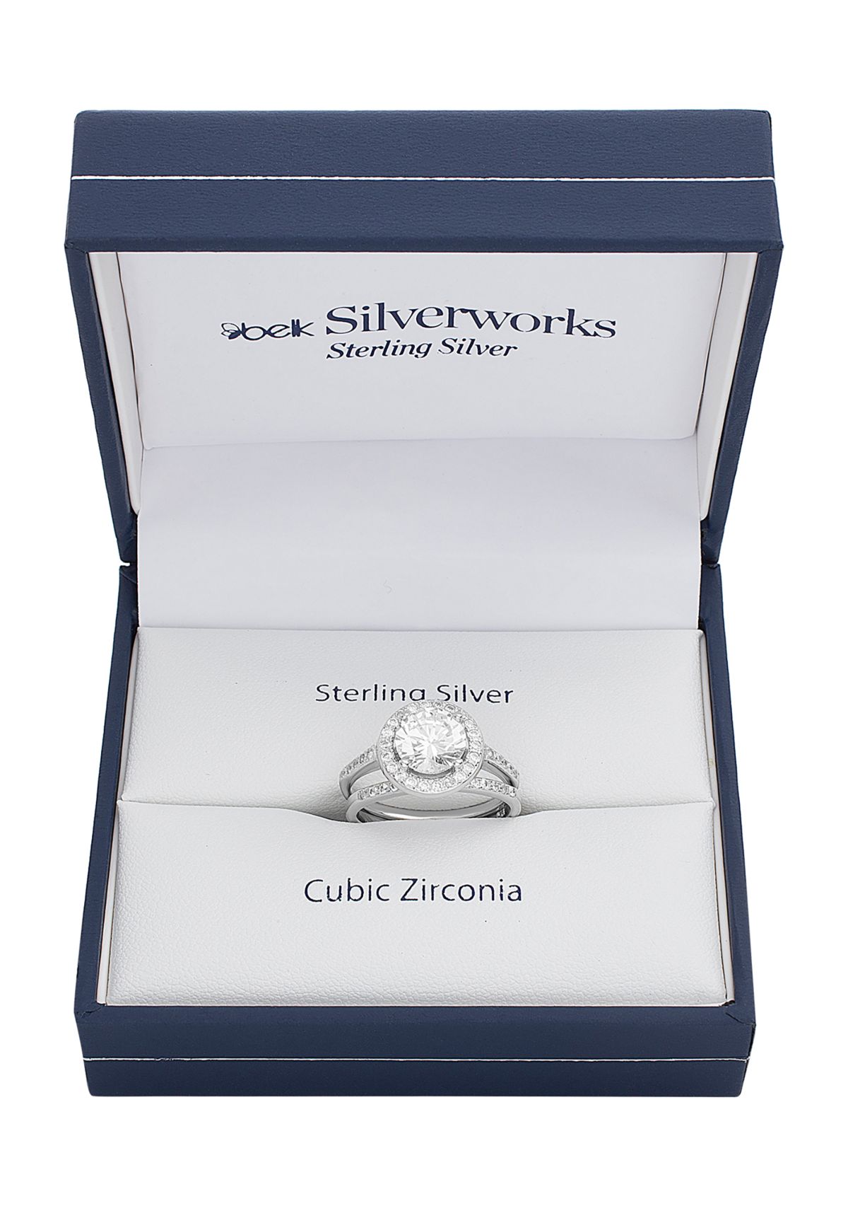 Sterling Silver Round Cubic Zirconia Ring Set