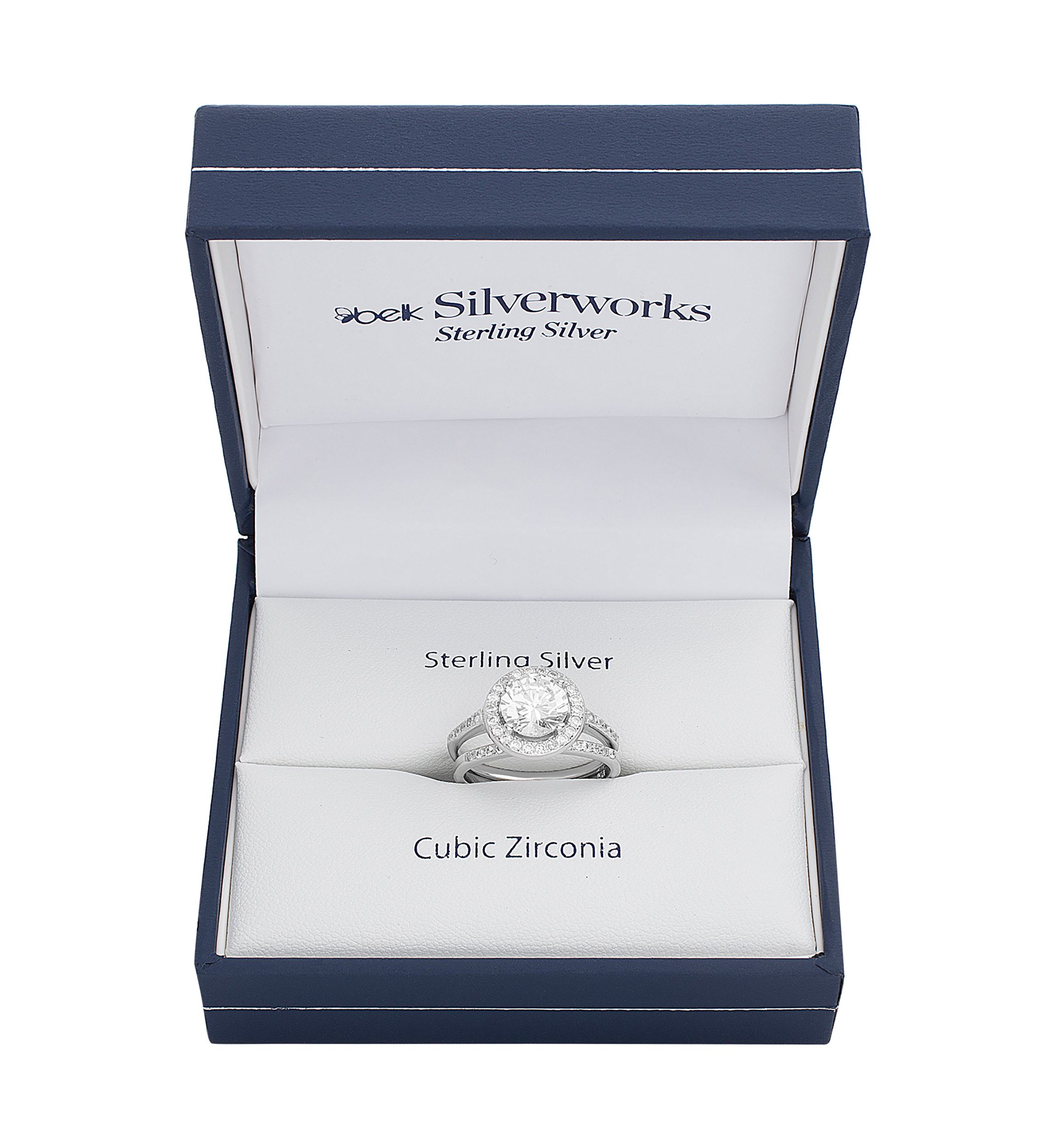 Sterling Silver Round Cubic Zirconia Ring Set