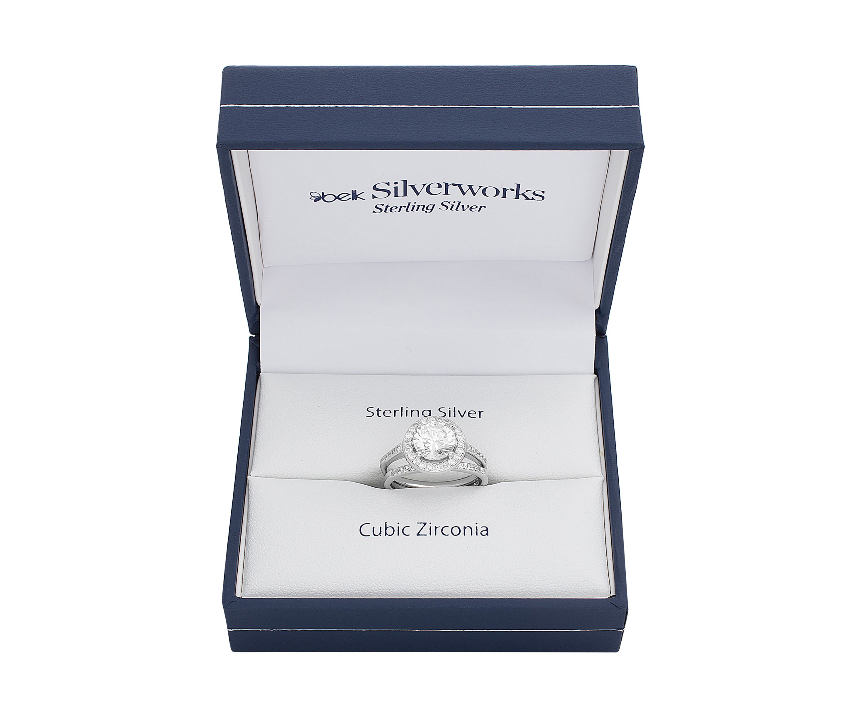 Sterling Silver Round Cubic Zirconia Ring Set