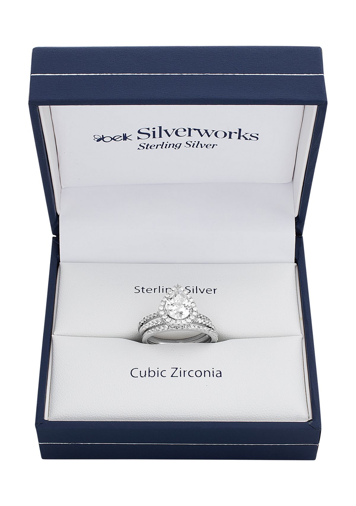 Sterling Silver Teardrop 3 ct. t.w. Cubic Zirconia Ring Set