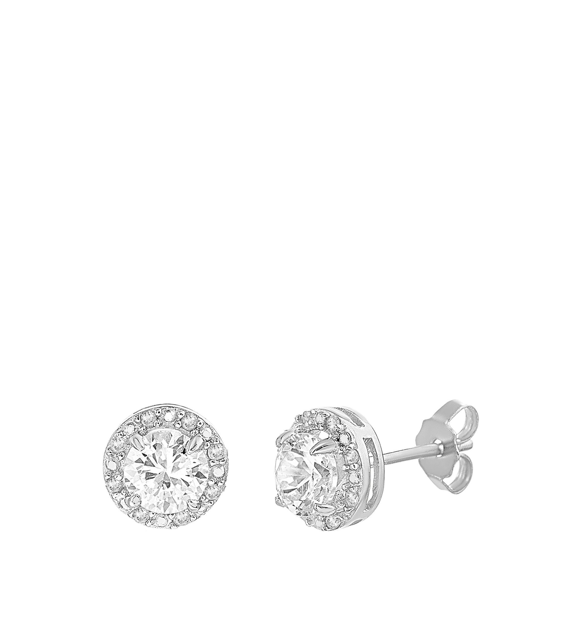Sterling Silver Lab Created White Sapphire Diamond Earrings