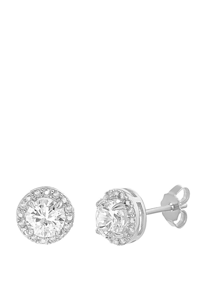 Sterling Silver Lab Created White Sapphire Diamond Earrings