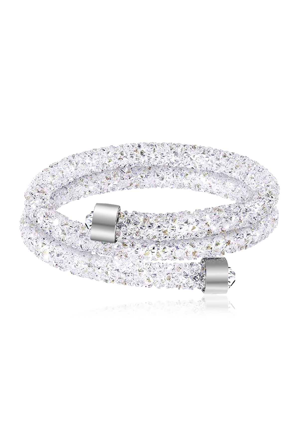 Fine Silver Plated 108 ct. t.w. Swarovski® Crystal Cuff Bracelet