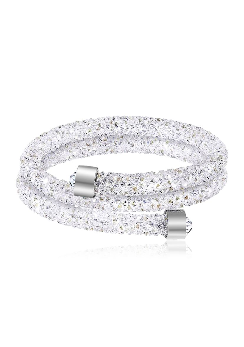 Fine Silver Plated 108 ct. t.w. Swarovski® Crystal Cuff Bracelet