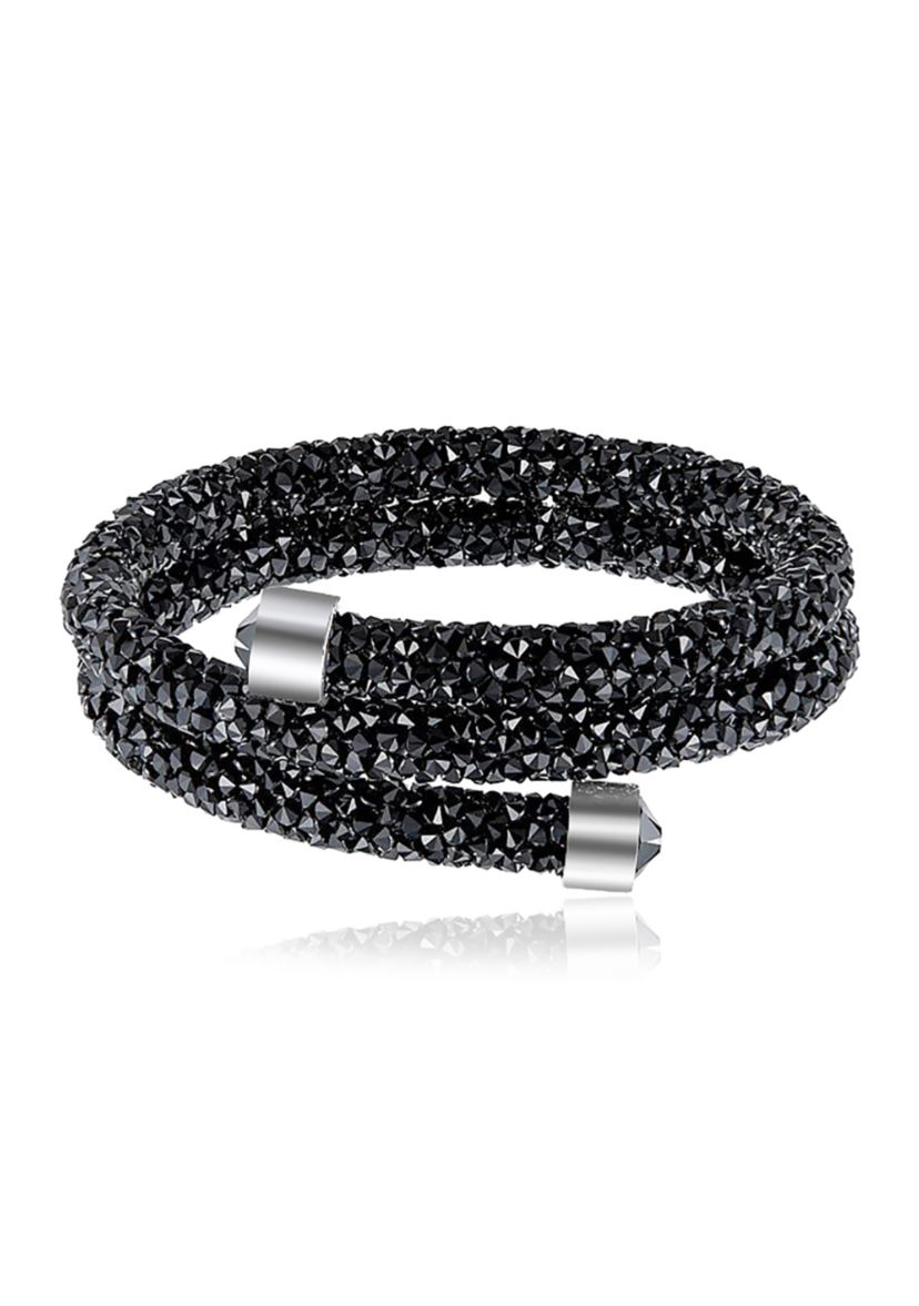 Fine Silver Plated 108 ct. t.w. Swarovski® Crystal Cuff Bracelet 