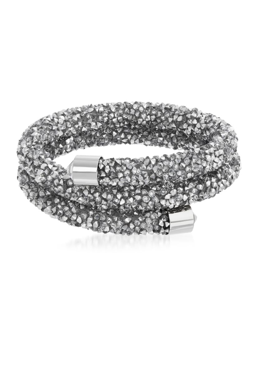 Fine Silver Plated 108 ct. t.w. Swarovski® Crystal Cuff Bracelet 