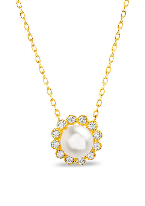 Pearl and Cubic Zirconia Necklace 