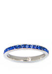 Silver Tone Blue Crystal Eternity Band Ring 
