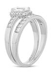 Sterling Silver Round and Baguette 1.9 ct. t.w. Cubic Zirconia Ring Set