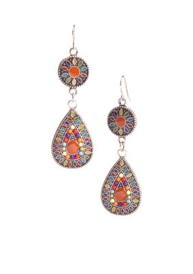 TRUE CRAFT Multi-Colored Teardrop Earrings | belk