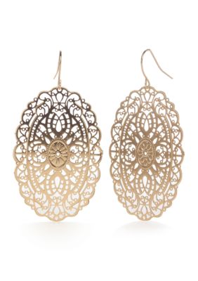 Red Camel Gold Tone Filigree Disc Drop Earrings Belk