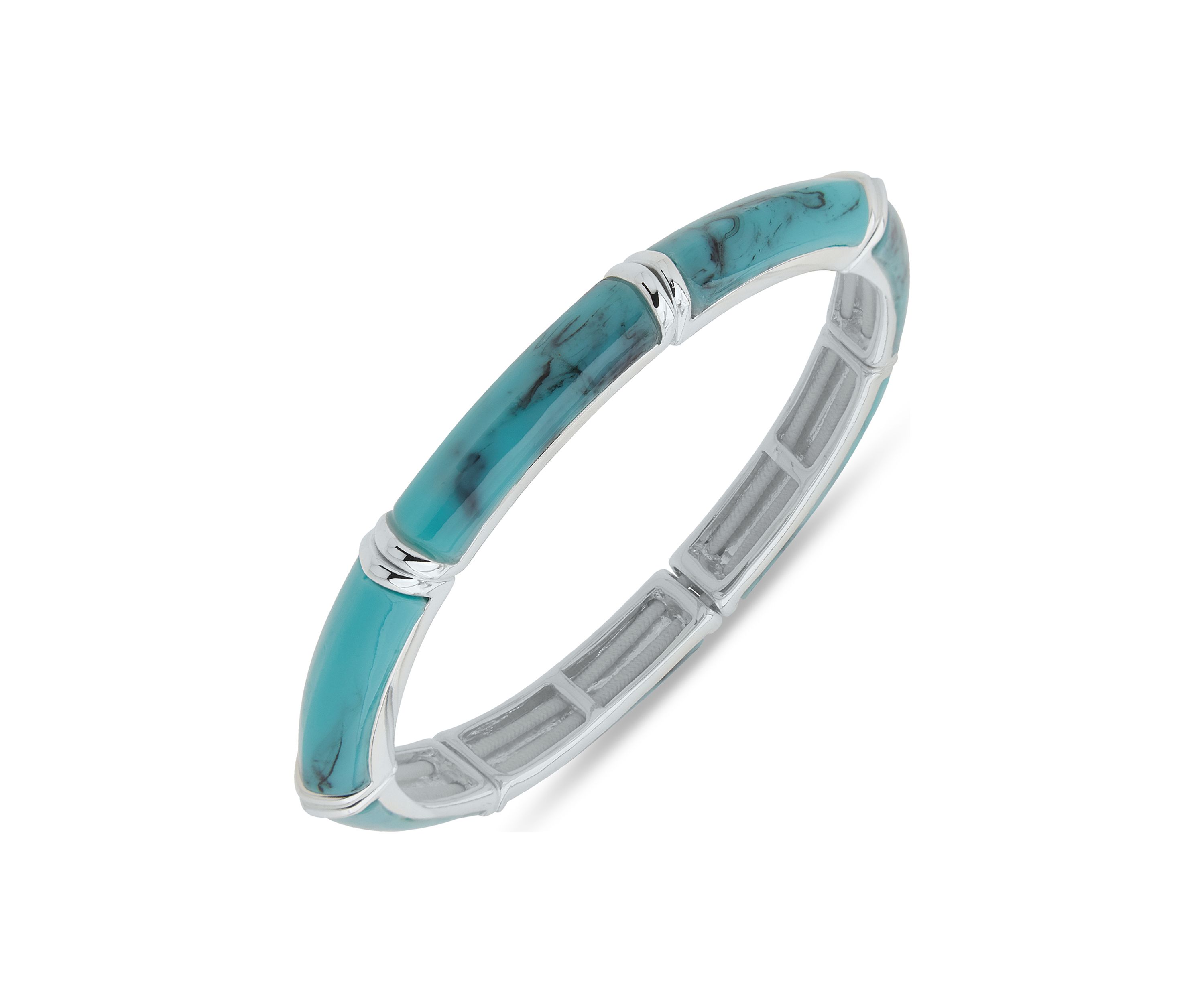 Silver Tone Turquoise Stretch Bracelet - Boxed
