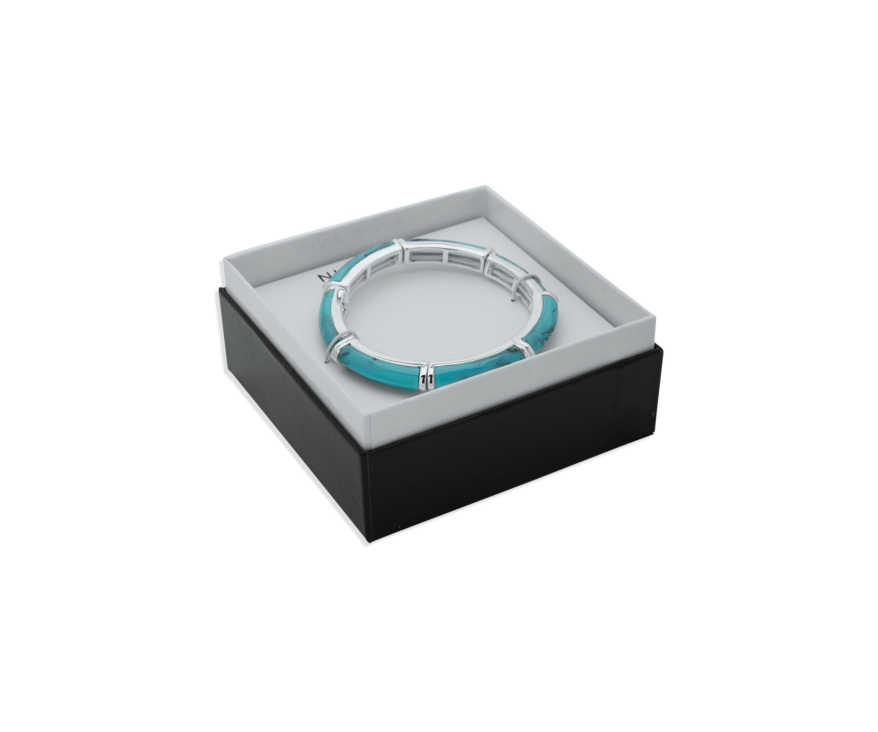 Silver Tone Turquoise Stretch Bracelet - Boxed