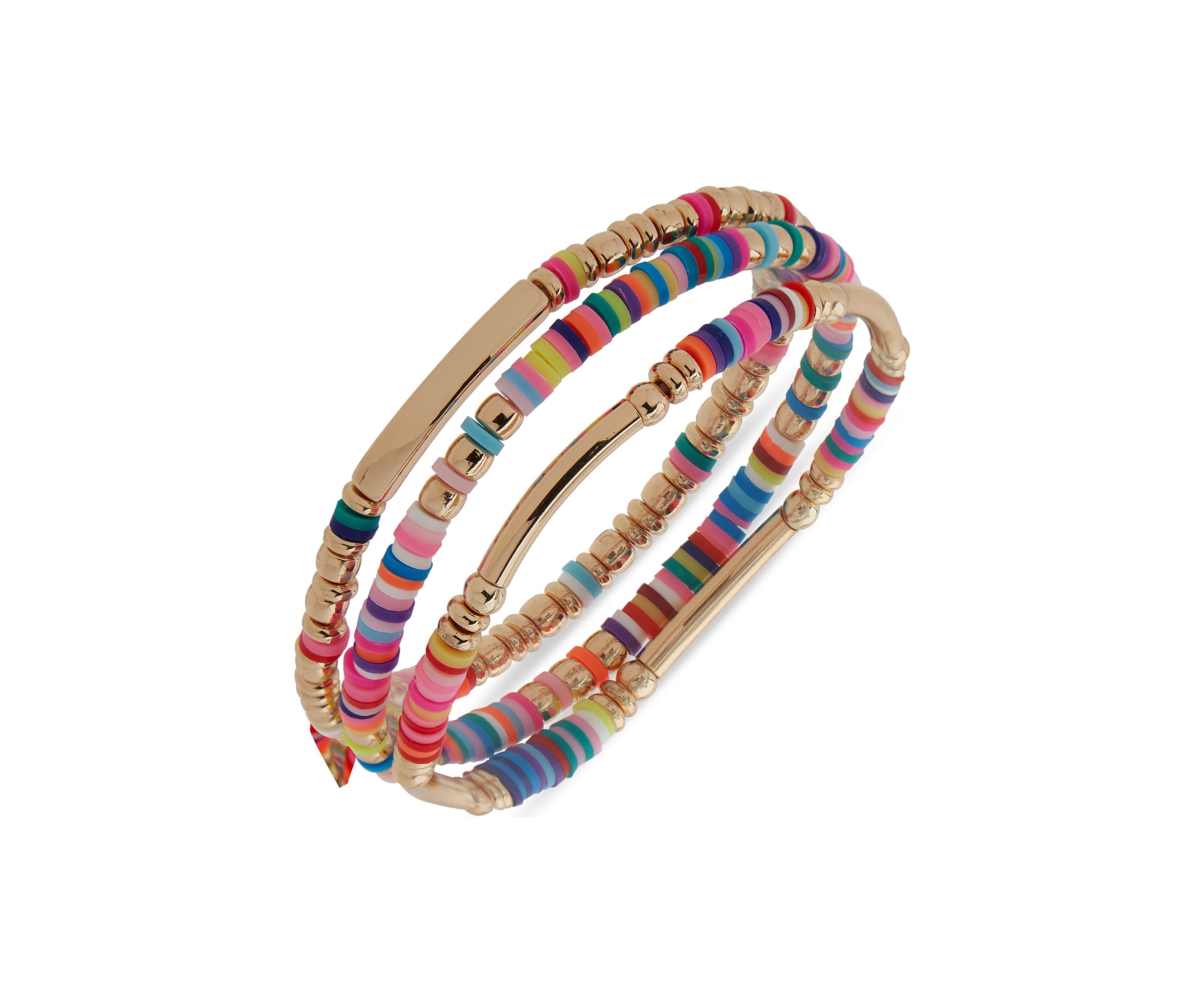 Gold Tone Multicolored Stretch Bracelets - Boxed