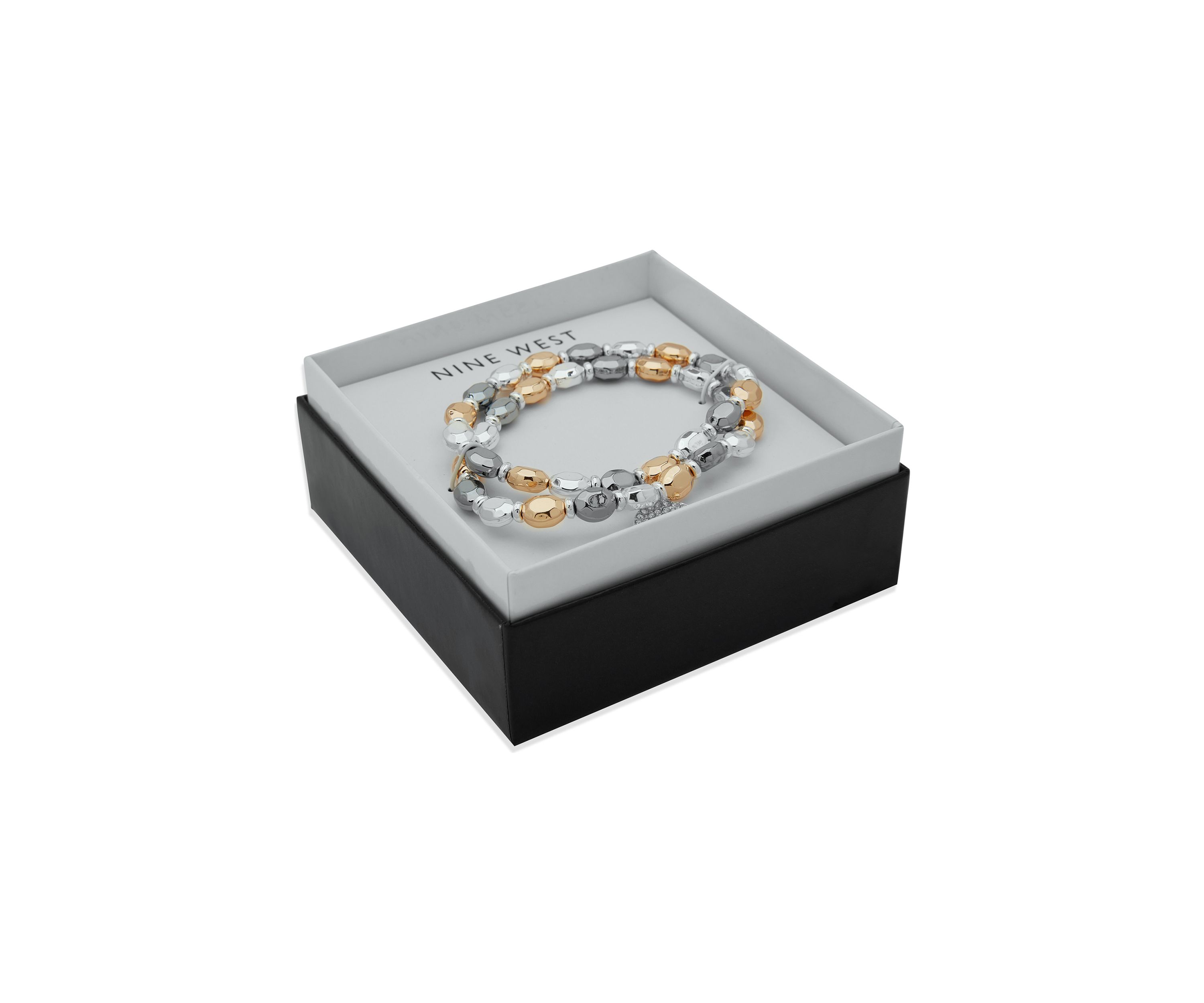 Two Row Beaded Stretch Disc Bracelet Set