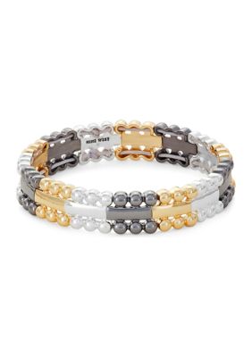 Tri Tone 2.25" Geo Stretch Bracelet - Boxed