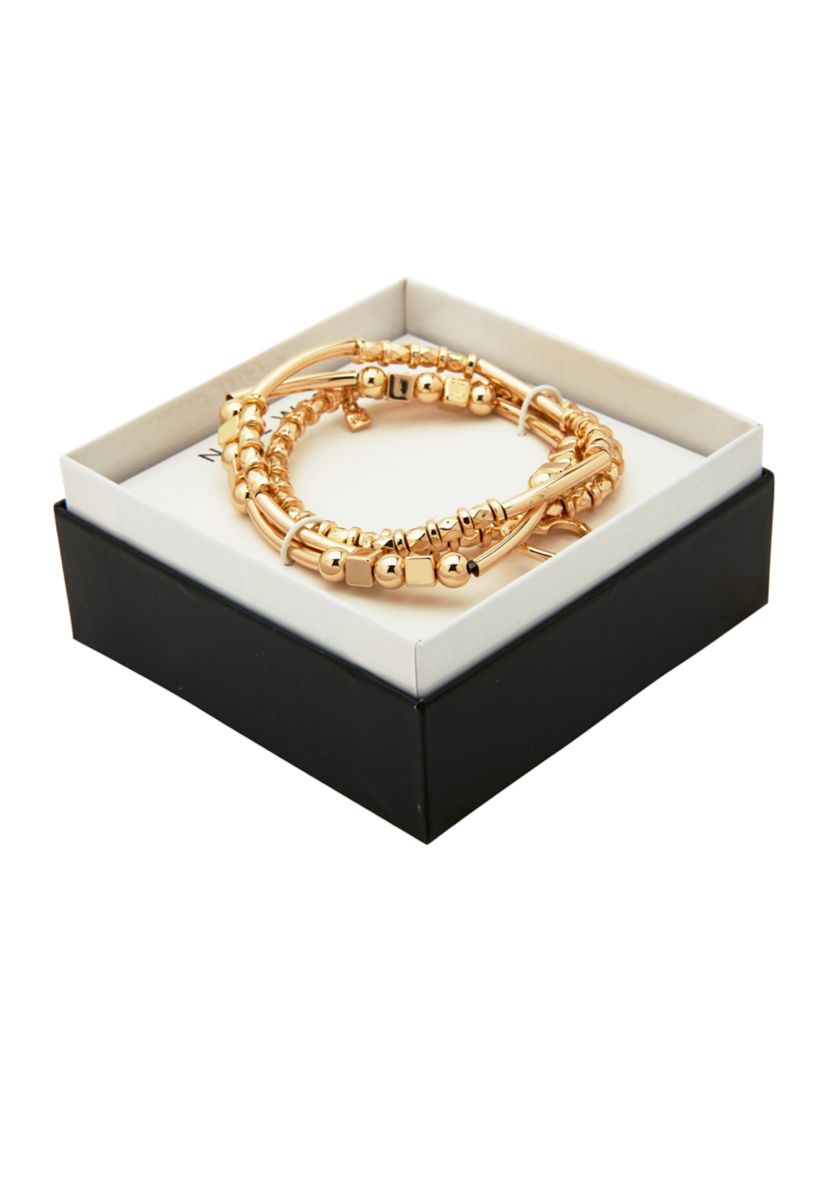 Heart Charm Stretch Bracelet Set